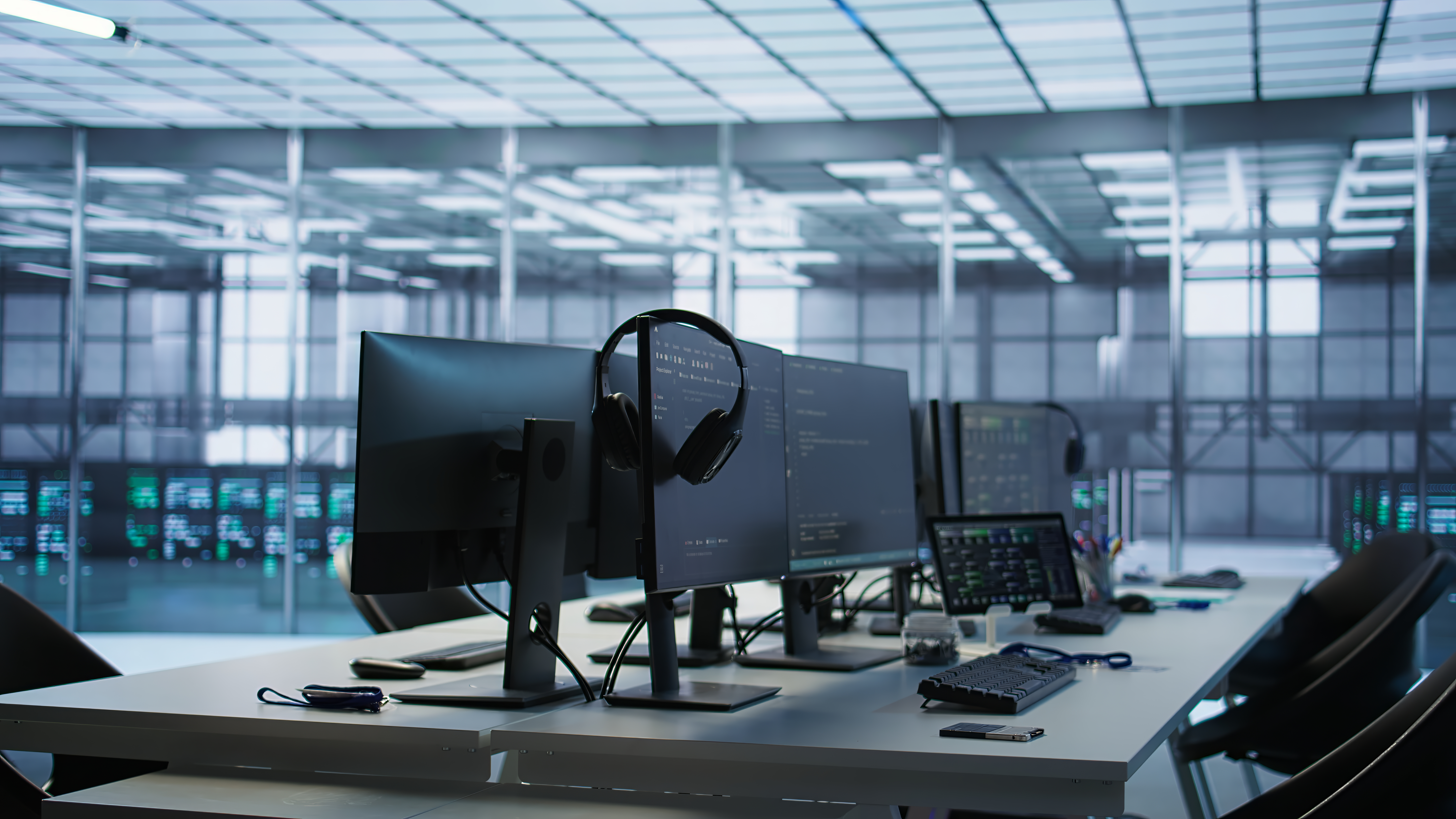 Modern office with a team working